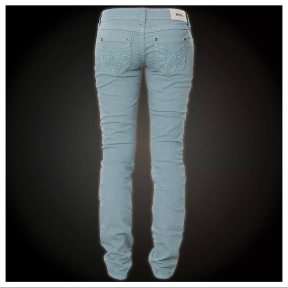 AFFLICTION Women's Denim Jeans RAQUEL FLEUR TEAL E - Picture 3 of 9